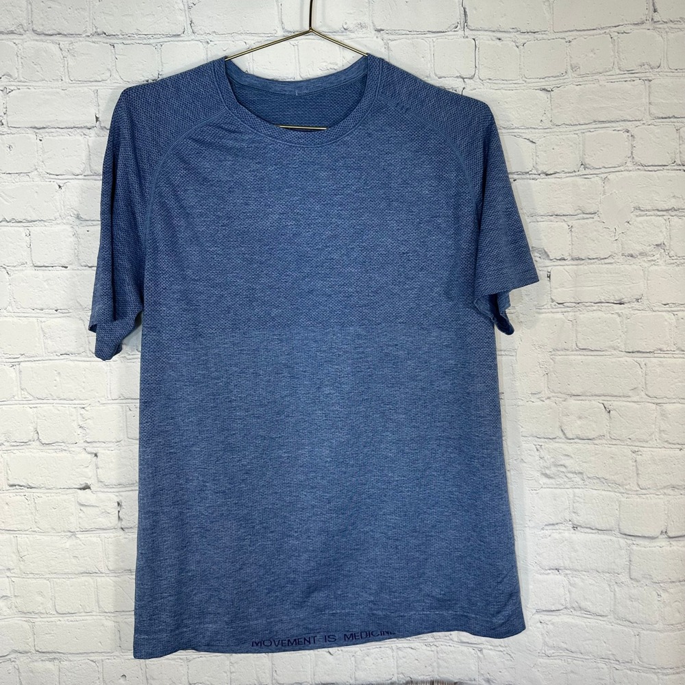 Lululemon Metal Vent Tech Short Sleeve Shirt Mens Medium Blue Heathered Training